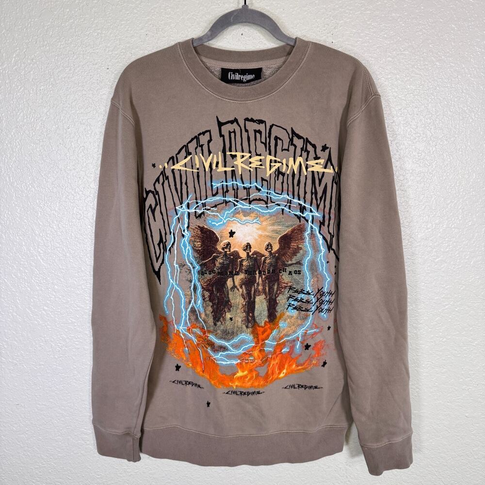 Civil Regime Sweatshirt Mens Medium Lightning Burns Independence Crew Sweater